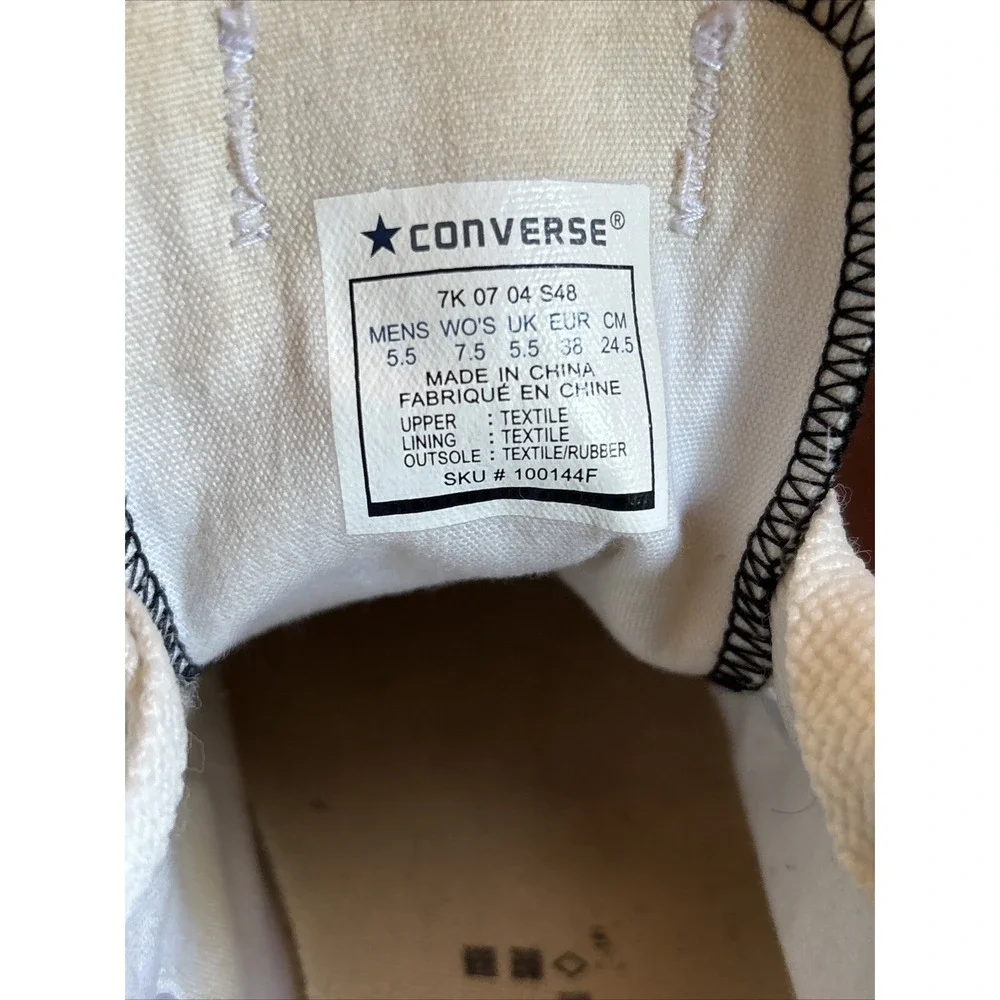 Converse All-Star‎ White CT Sticker OX Low SKU#100144F Shoes Size 7.5W/5.5M RARE